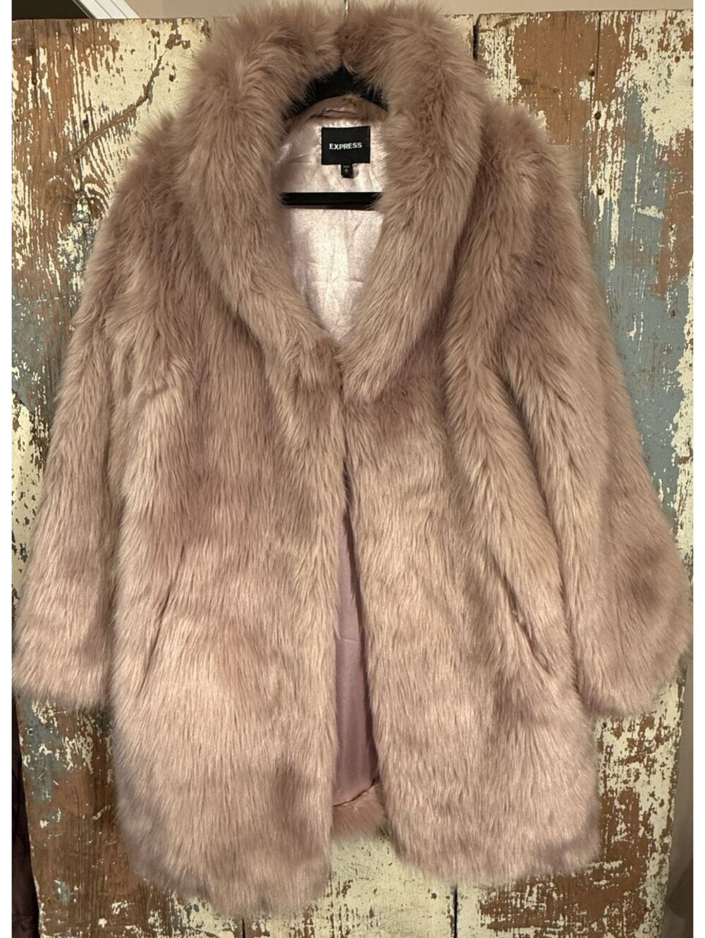 Express Coat Faux Fur Ladies size Small, dusty pink blush